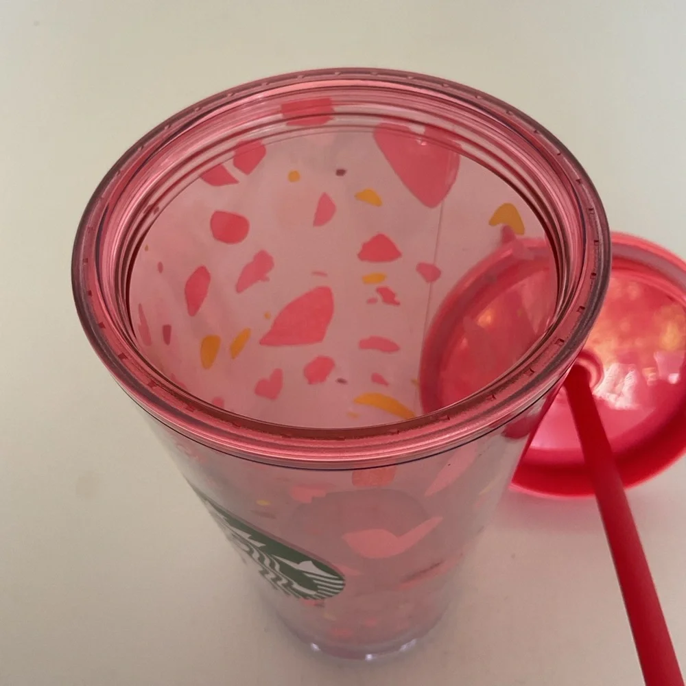 Starbucks 2020 NWT Valentines Day Pink Heart Cold Cup Tumbler 16 ounce